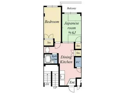 ルピナスガーデン戸ヶ崎(2DK/2階)の間取り写真