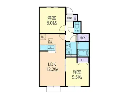 2026/5/1菊池市泗水町2LDK B(2LDK/1階)の間取り写真