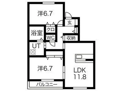 ＪＲ常磐線 相馬駅 徒歩21分 2階建 築11年(2LDK/1階)の間取り写真