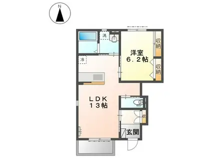 ベッテル当知(1LDK/1階)の間取り写真