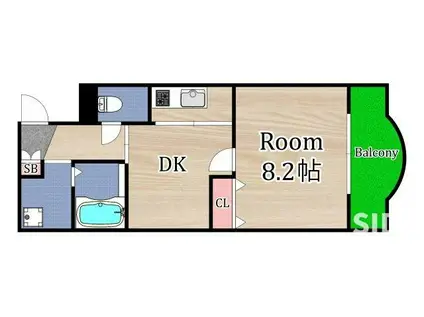 フォレストメゾン(1DK/2階)の間取り写真