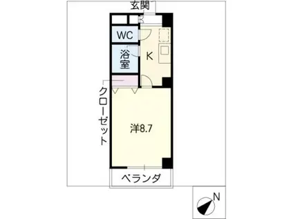 ルミエール青山III(1K/8階)の間取り写真