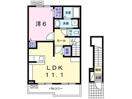 ノーブルレジデンス サチA(1LDK/2階)の間取り写真