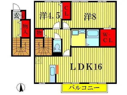 メイユール マチハタ(2LDK/2階)の間取り写真