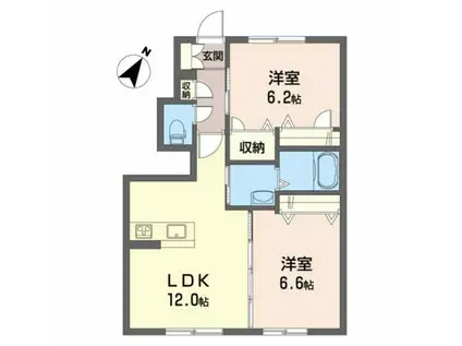  シャーメゾン・アゼリアG棟(2LDK/1階)の間取り写真