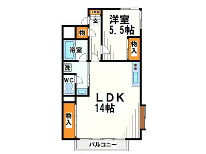 レピナールリサ(1LDK/2階)の間取り写真