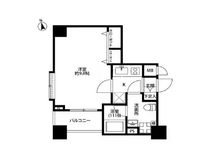 プレール・ドゥーク秋葉原(1K/6階)の間取り写真