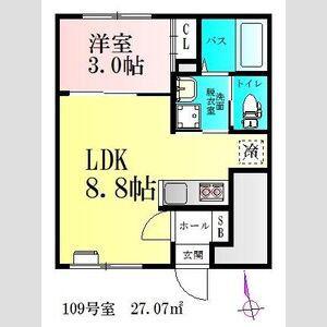 CLOUDNINE台原(1LDK/1階)の間取り写真