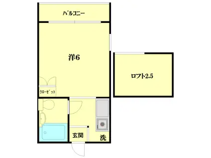 Mコーポ(1SK/2階)の間取り写真