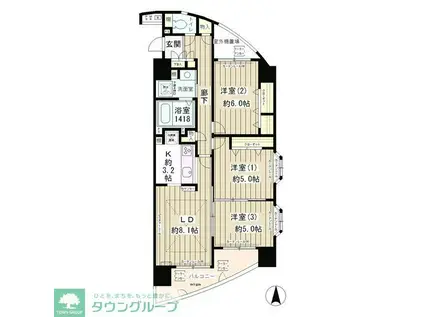 メゾン・シャルム(3LDK/9階)の間取り写真