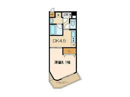 グランシャリオ(1DK/4階)の間取り写真