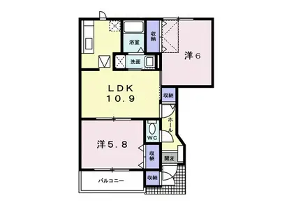 ウィスティリアA(2LDK/1階)の間取り写真