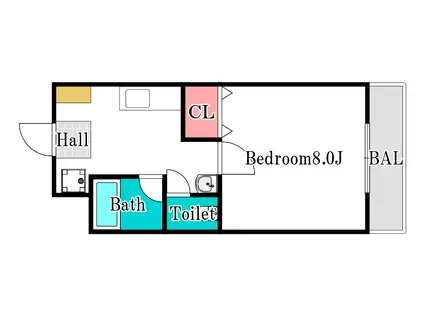 レジデンス田町(1K/5階)の間取り写真