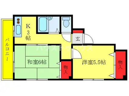 第10オカダビル(2K/1階)の間取り写真