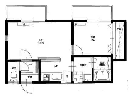 プチコートI(1LDK/1階)の間取り写真