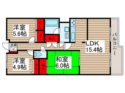 プライムシティ松戸(3LDK/5階)の間取り写真