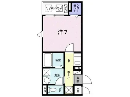 プラシード 横浜(1K/1階)の間取り写真