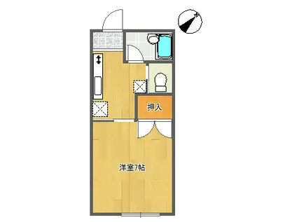 ジュネス船尾(1K/1階)の間取り写真