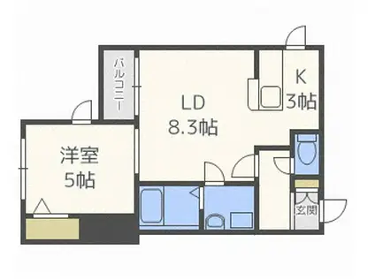 ル・レーブ西町(1LDK/1階)の間取り写真