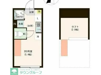 カーサ エスト 小岩(ワンルーム/2階)の間取り写真