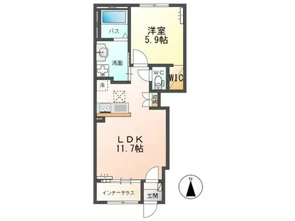 ルーチェII(1LDK/1階)の間取り写真