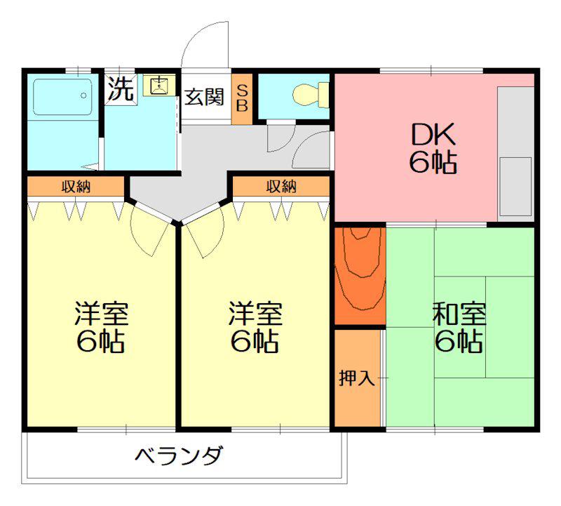 プリンスハイム藤沢1号(3DK/2階)の間取り写真