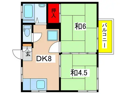 ハイツ太田(2DK/2階)の間取り写真