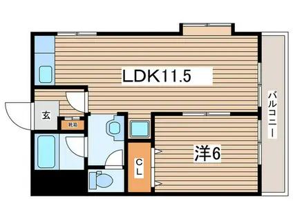 リバーサイドパレス(1LDK/2階)の間取り写真