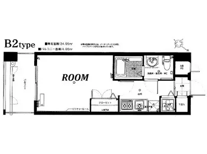 ピュアドームグランテージ博多(1K/11階)の間取り写真