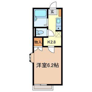 ハイツ富士海B(1K/2階)の間取り写真
