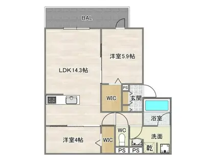 クラシスト苅田ウエスト(2LDK/3階)の間取り写真