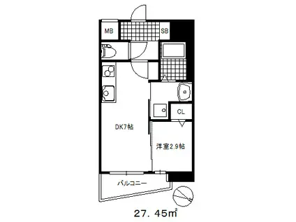セレニテ神戸ミラクノール(1DK/3階)の間取り写真