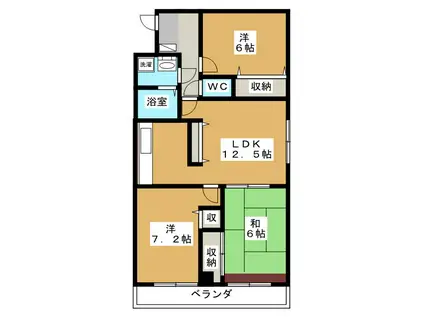 パレフォンティーノ南橋本(3LDK/4階)の間取り写真