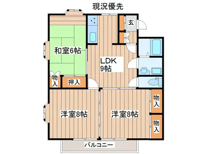 ローレンスパークB(3LDK/2階)の間取り写真