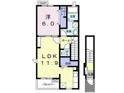 ソシア末広(1LDK/2階)の間取り写真