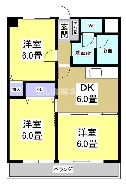 パレロワイヤル(3DK/1階)の間取り写真
