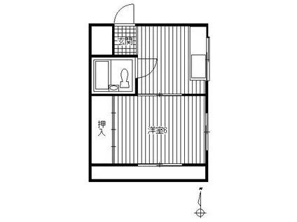 ボナール溝口(1DK/2階)の間取り写真