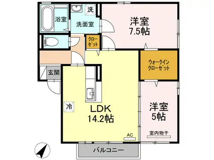 セジュール(2LDK/2階)の間取り写真