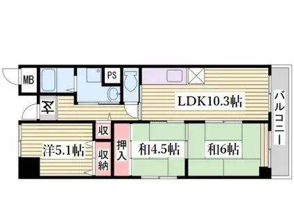 サンクラッソ神戸大開STATION FRONT(3LDK/3階)の間取り写真