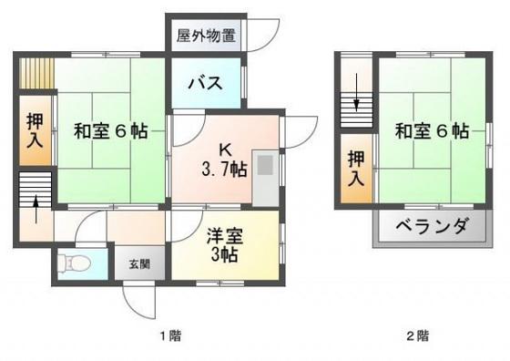 船越荘(3K/1階)の間取り写真