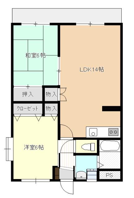 セントラルパレス愛(2LDK/4階)の間取り写真