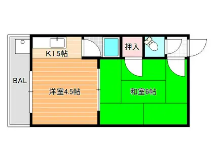 阪南ジャンボハイツ(1DK/2階)の間取り写真