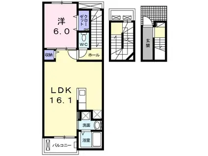 イースト グレイス A(1LDK/3階)の間取り写真