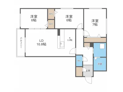 GRANVIA白石(3LDK/4階)の間取り写真