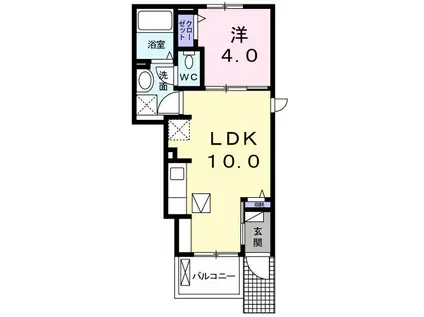 ライオンハートA(1LDK/1階)の間取り写真