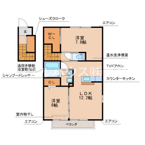 タマリスク(2LDK/2階)の間取り写真