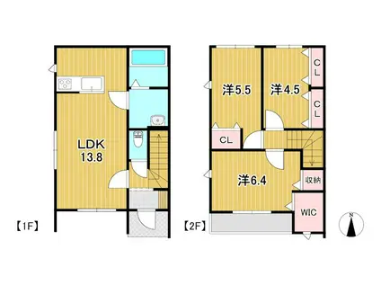 クレスト・ヒルA(3LDK/1階)の間取り写真