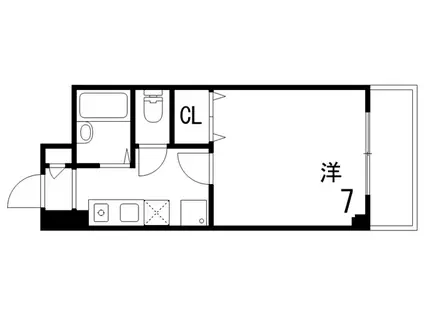 カーサ・ピナール灘(1K/4階)の間取り写真