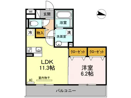 コスモスハウス菊陽(1LDK/3階)の間取り写真