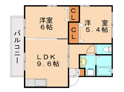 グランデール太賀(2LDK/2階)の間取り写真